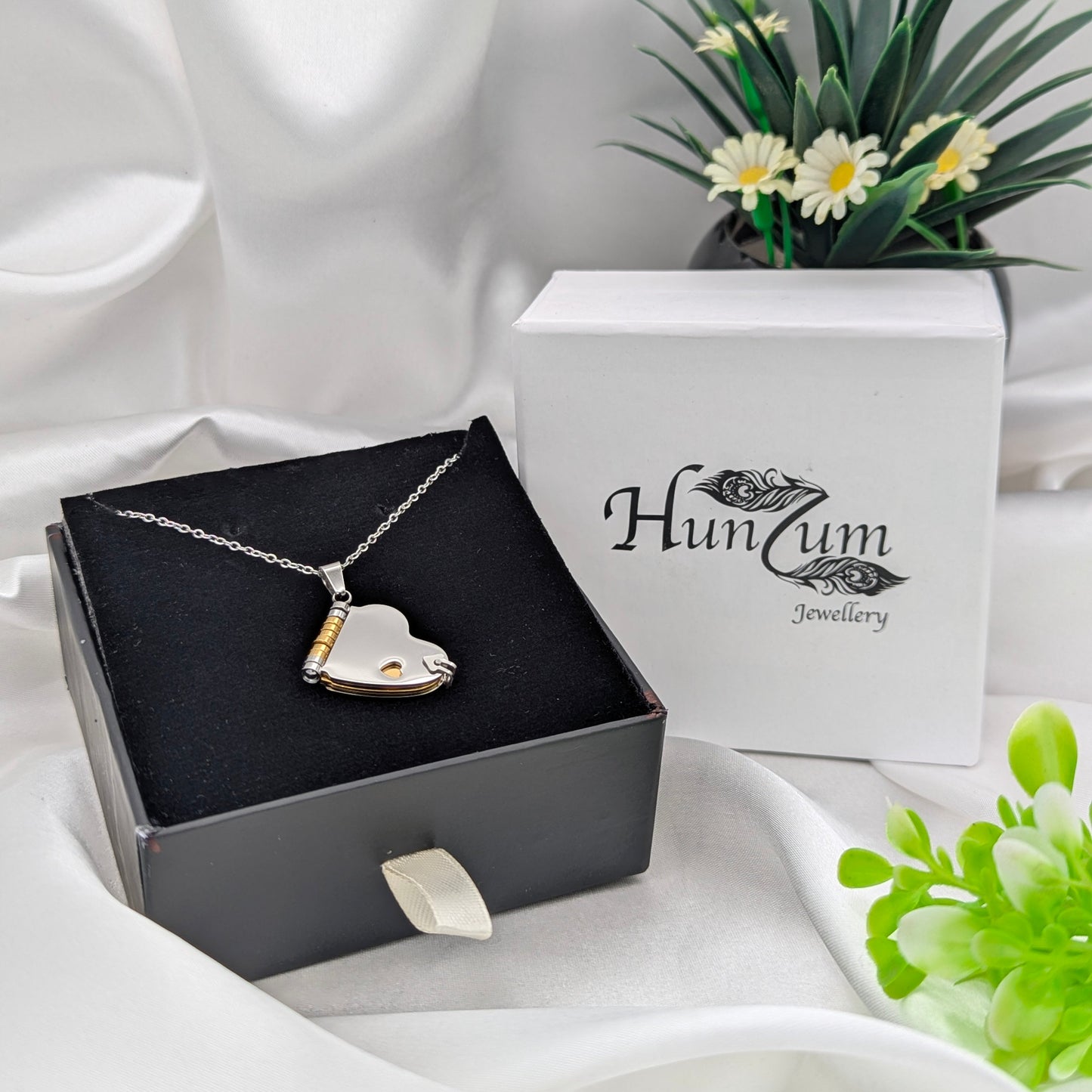 Love Heart Book Silver Necklace