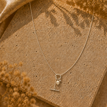 Pendulum Pearl Silver Necklace
