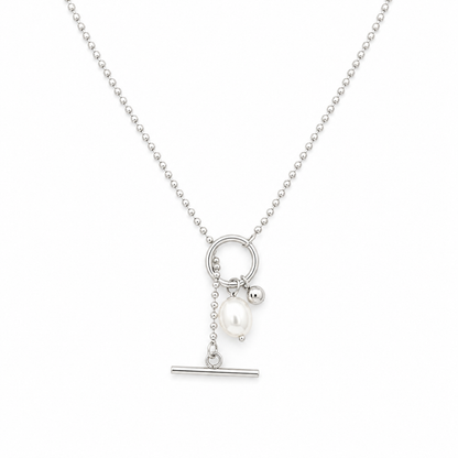 Pendulum Pearl Silver Necklace
