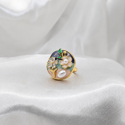 Teal Floral Ring